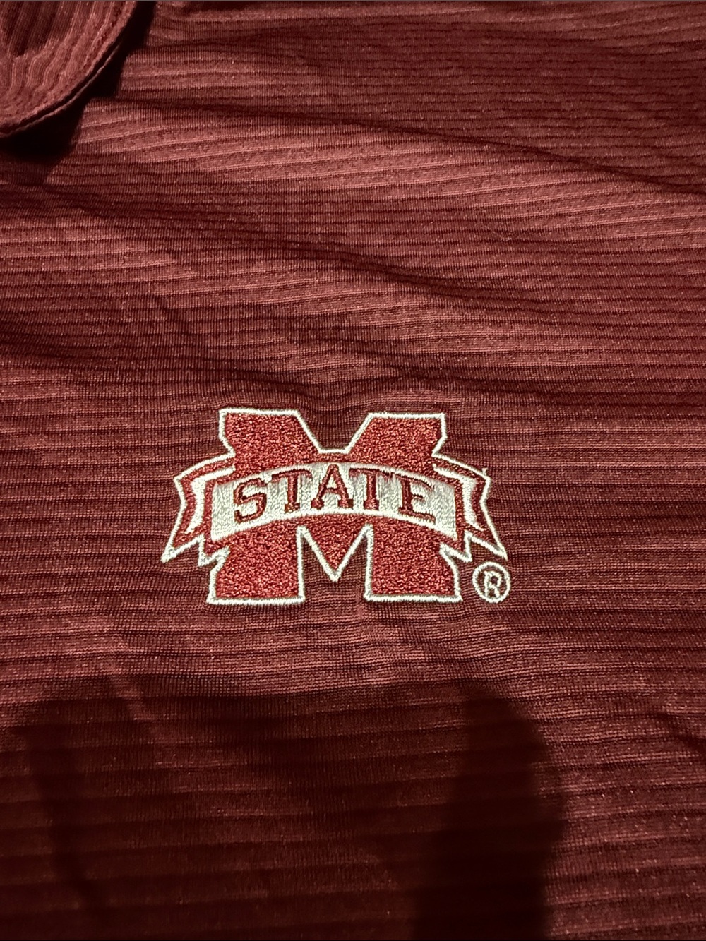 Hanes Maroon Men’s Polo with Embroidered M State Crest